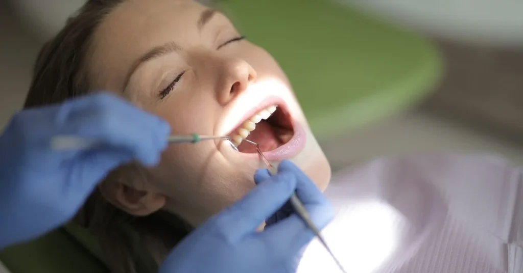 Patient receiving dental implant exam in Marietta clinic